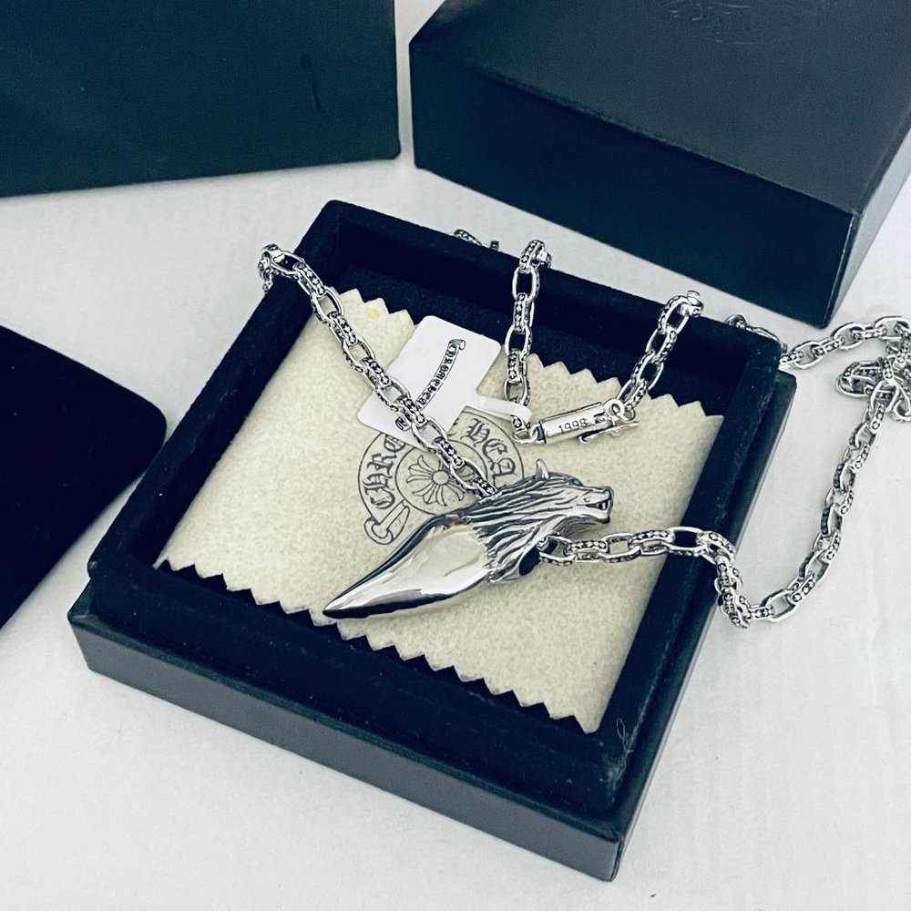 Chrome Hearts Vintage Wolf King Pendant Alphabet Necklace
